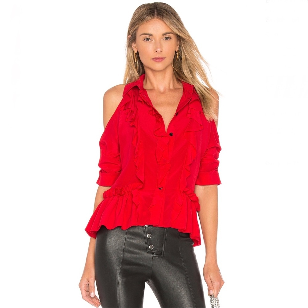 Calvin Rucker Be Near Me Cold Shoulder Ruffle Top